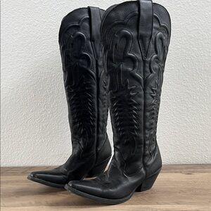 Dingo Raisin Kane Black Leather Western Boot - 8.5